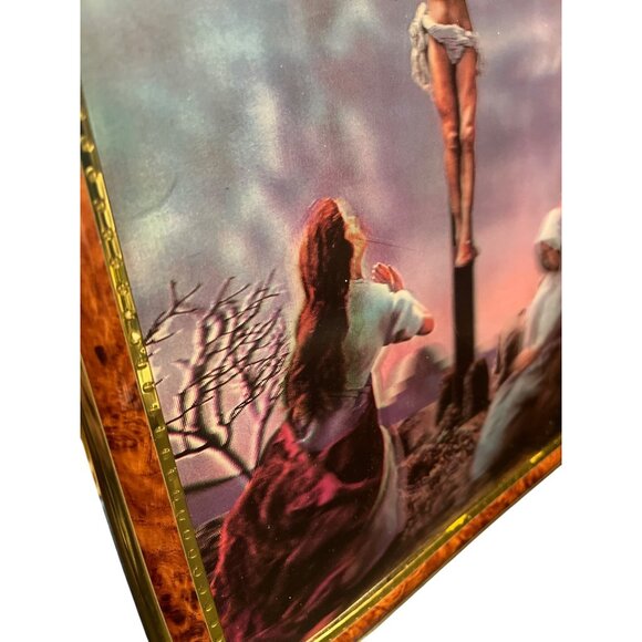 Vtg Toppan Crucifixion 3D Holographic Lenticular Lentograph Framed Wall Art - Picture 4 of 8